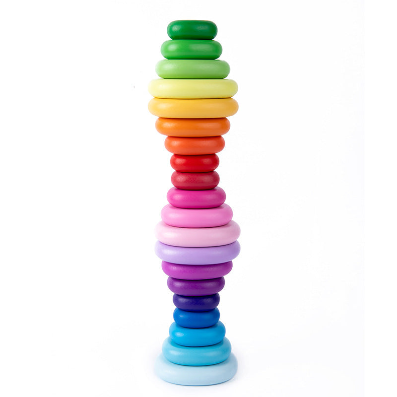 Holz Balance und Stapelsteine Turm - in Regenbogen Farben für Kleinkinder ab 3 Jahre
