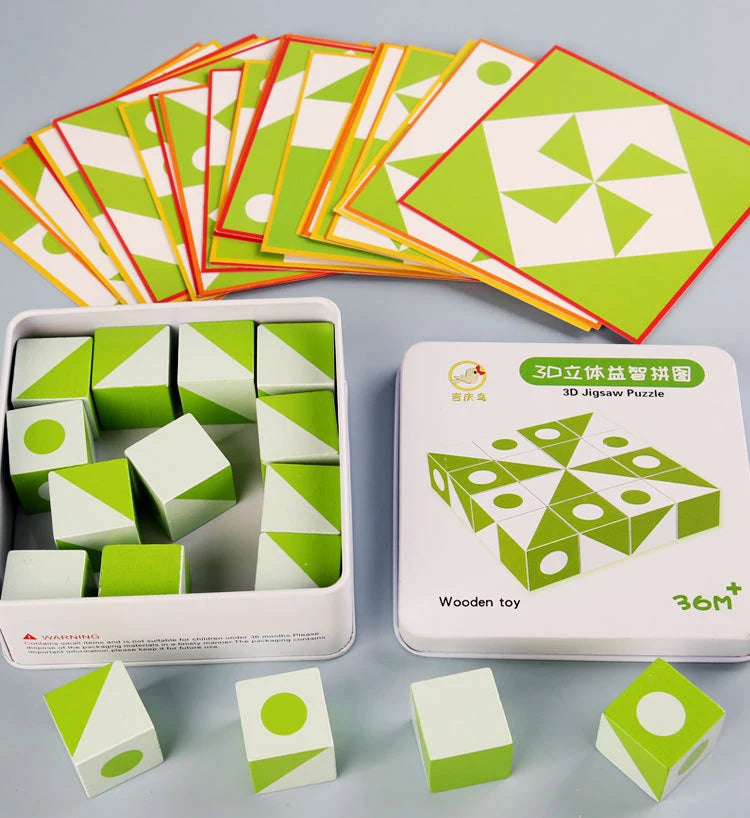 Neue 3D Montessori Geometrie Puzzles Gebäude Block