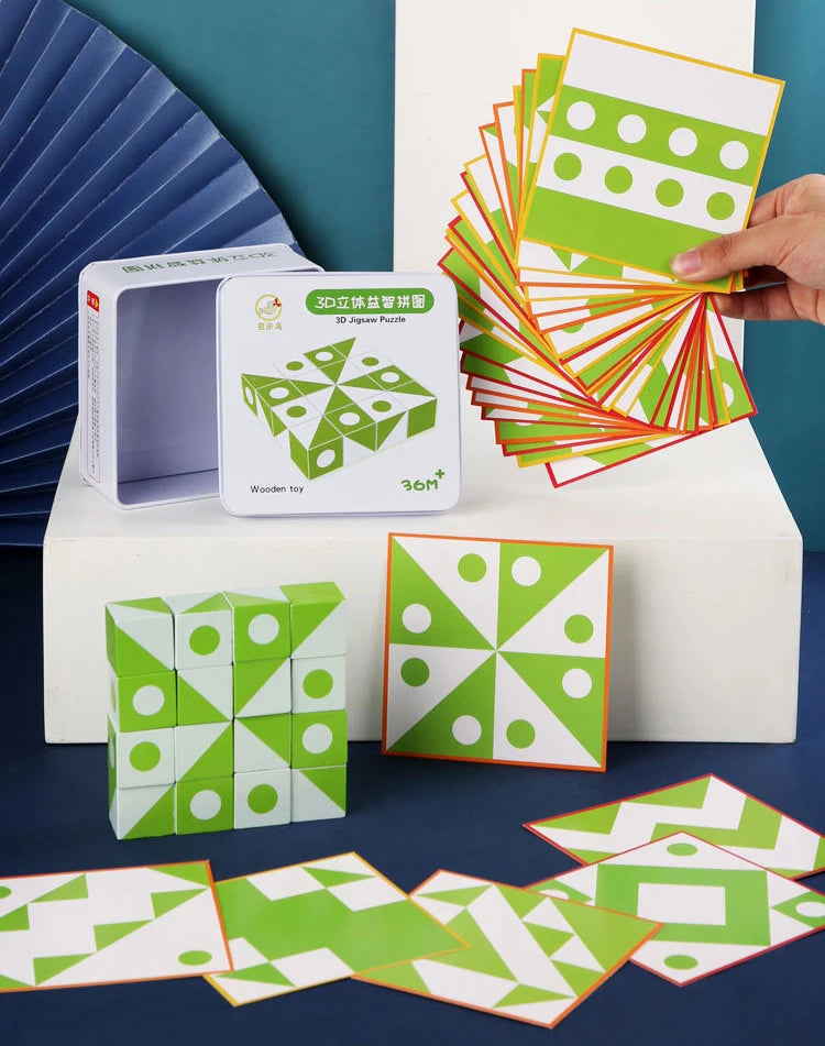 Neue 3D Montessori Geometrie Puzzles Gebäude Block