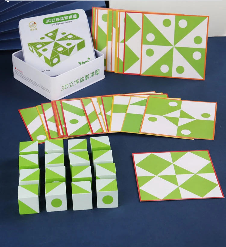 Neue 3D Montessori Geometrie Puzzles Gebäude Block
