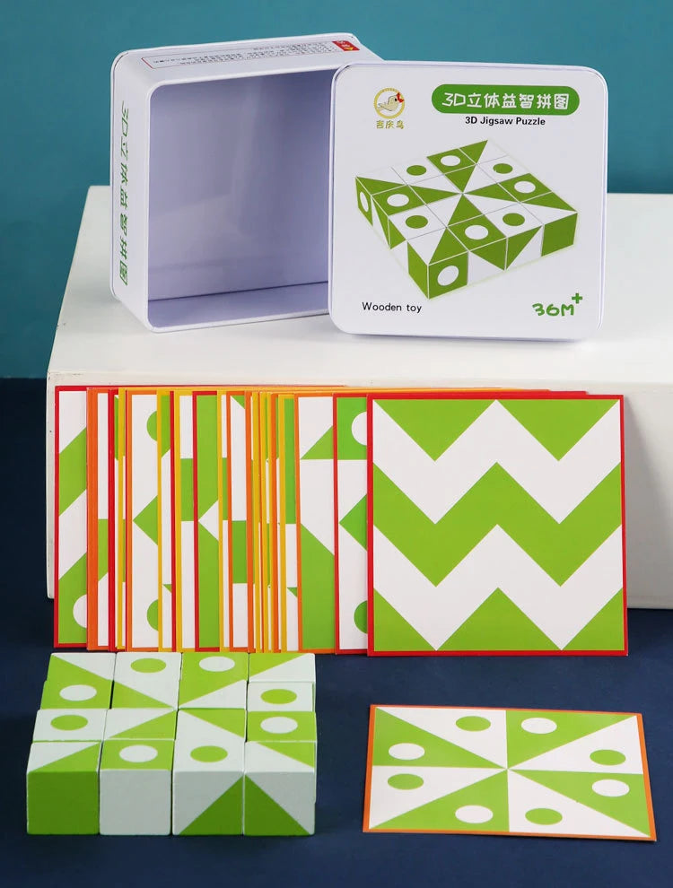 Neue 3D Montessori Geometrie Puzzles Gebäude Block