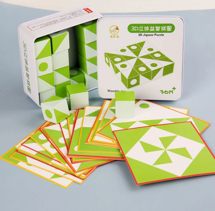 Neue 3D Montessori Geometrie Puzzles Gebäude Block