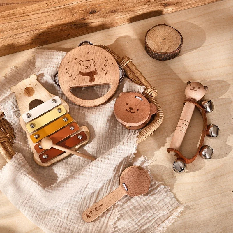 Musical Montessori Spielzeug Baby Spielzeug Rassel Glocke Trommel Xylophon Percussion für 0-3 Jahre Kinder Frühe Pädagogische Instrumente Spielzeug