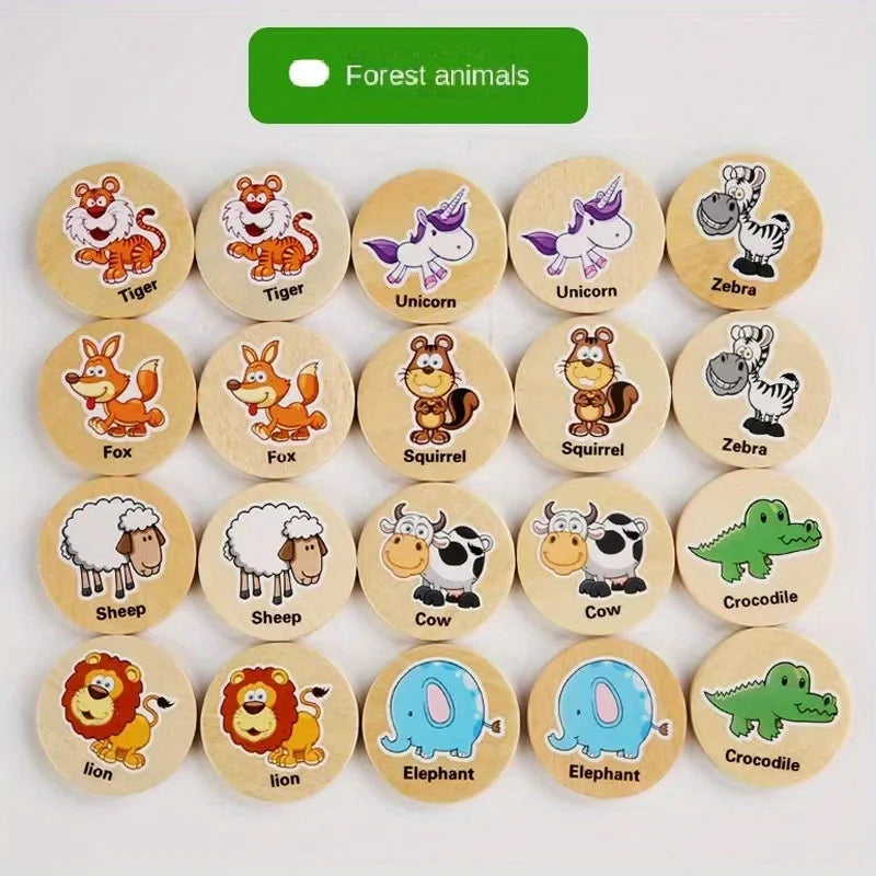 Bunte Memory Spiel für Kleinkinder aus Holz auf Englisch
