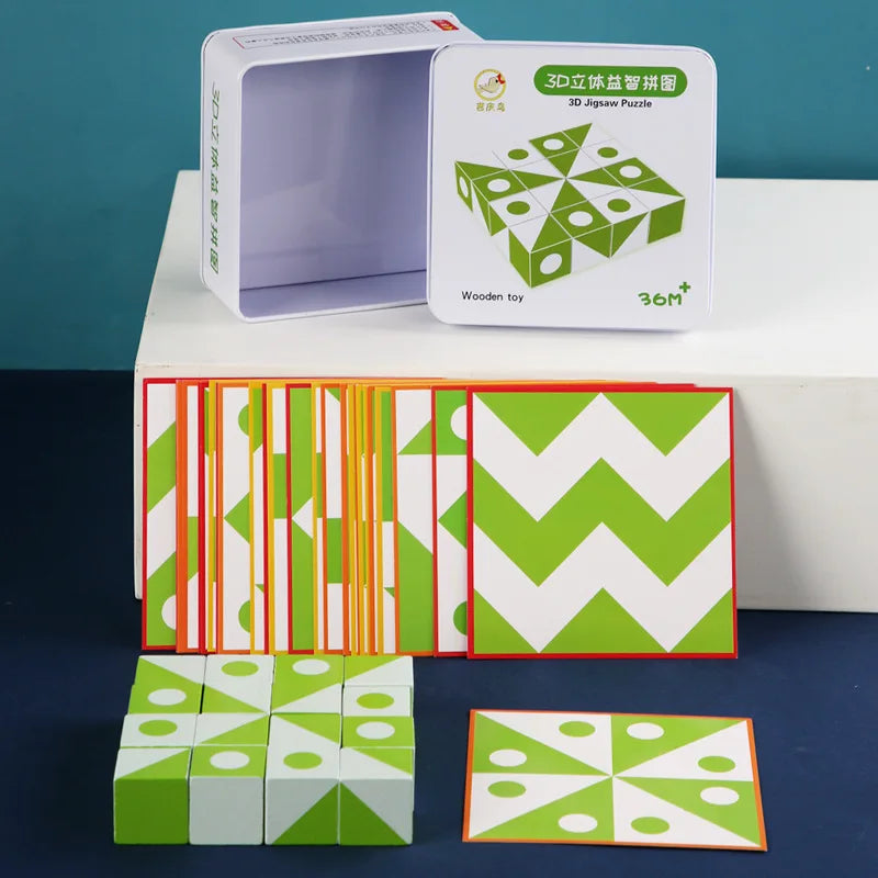 Neue 3D Montessori Geometrie Puzzles Gebäude Block