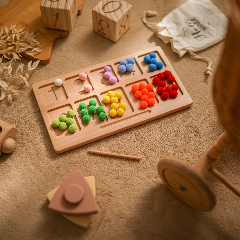 Montessori Digital Tracking Board for Girls Boy Tracing Board Double Sided Beech Wooden Letters Number Counting Puzzle Kids Gift