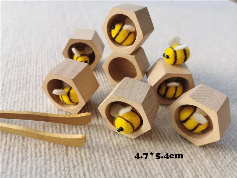 Wooden Montessori Toys Flowers Trees Mushroom Sensory SortingTrays Beehives Ladybug For Kids Open-ended Play