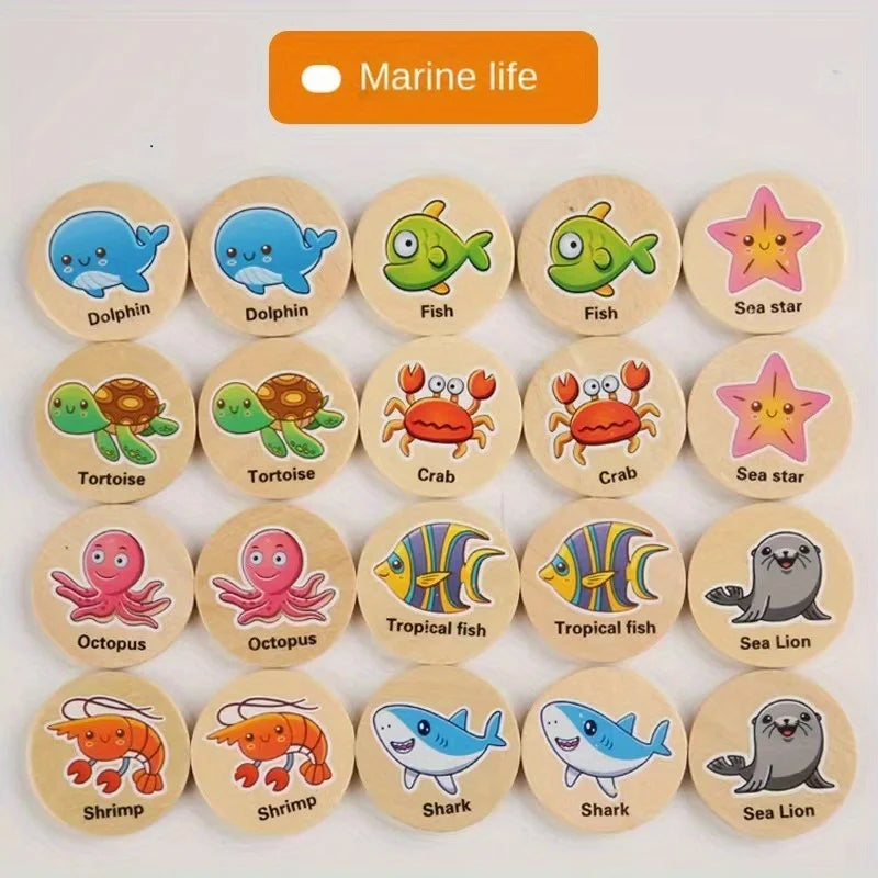 Bunte Memory Spiel für Kleinkinder aus Holz auf Englisch