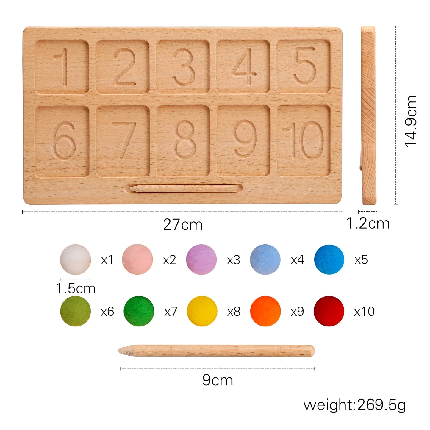Montessori Digital Tracking Board for Girls Boy Tracing Board Double Sided Beech Wooden Letters Number Counting Puzzle Kids Gift