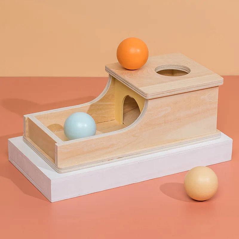 Baby Frühpädagogisches Spielzeug – Bunte Holz-Wurf-Münz-Schubladenbox Trommel