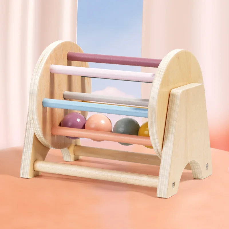 Baby Frühpädagogisches Spielzeug – Bunte Holz-Wurf-Münz-Schubladenbox Trommel