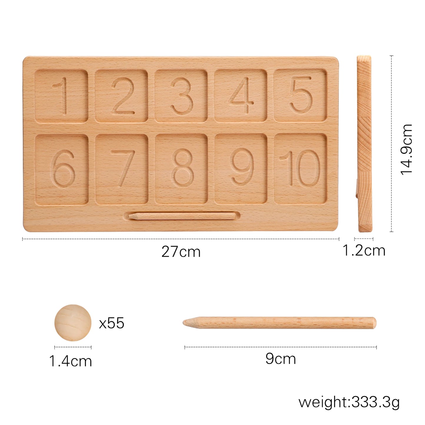 Montessori Digital Tracking Board for Girls Boy Tracing Board Double Sided Beech Wooden Letters Number Counting Puzzle Kids Gift