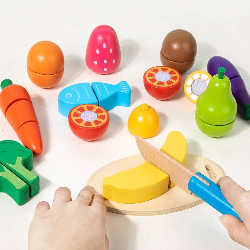 Holz Pretend Spielzeug Simulation Küche Klassisches Spiel Montessori Pädagogisches Spielzeug Für Kinder Kinder Geschenk Schneiden Obst Gemüse Set