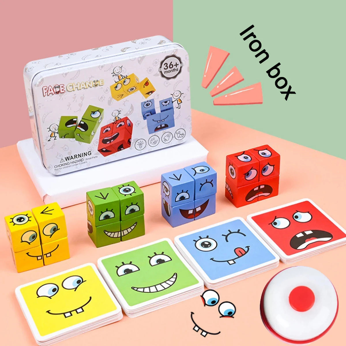 New 3D Montessori Geometry Puzzles Building Block Face Changing Logical Thinking Training Wooden Children's Early Education Toy