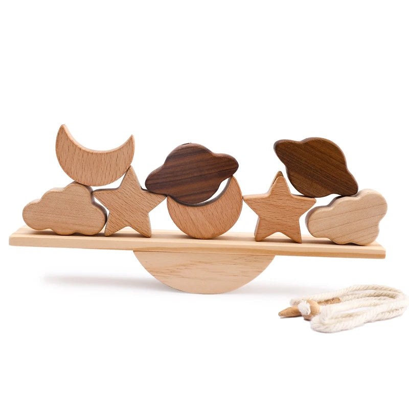 Montessori Tier-Fädenspielzeug – Holz Stapelspielzeug für Gleichgewicht und Kreativität