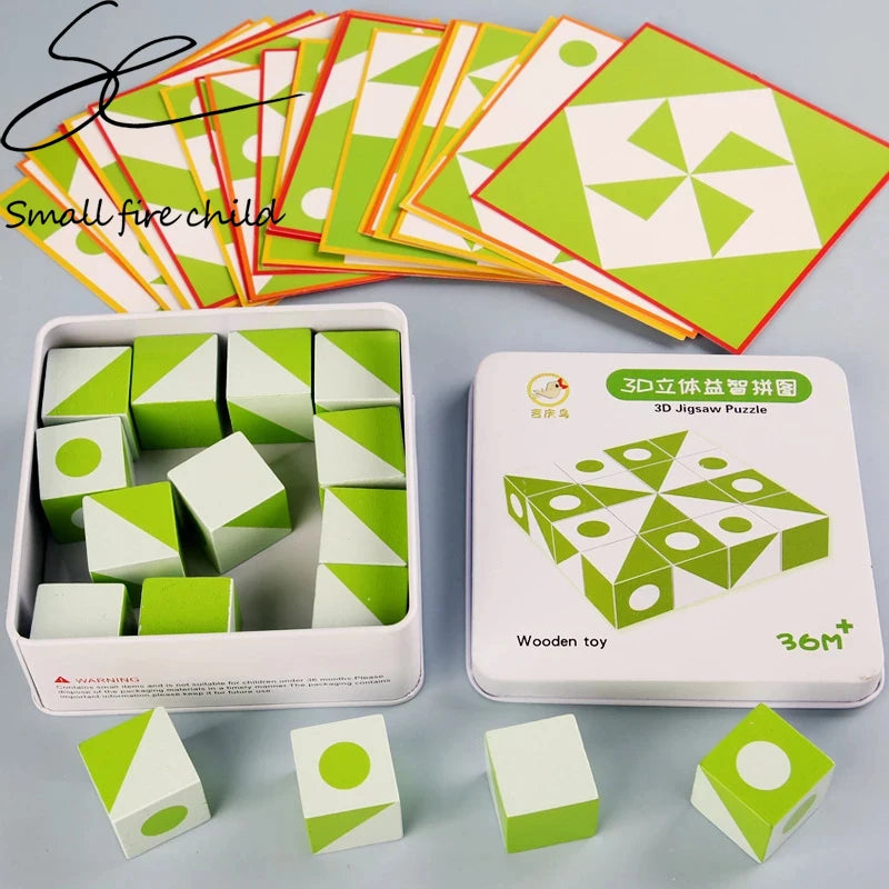 Neue 3D Montessori Geometrie Puzzles Gebäude Block