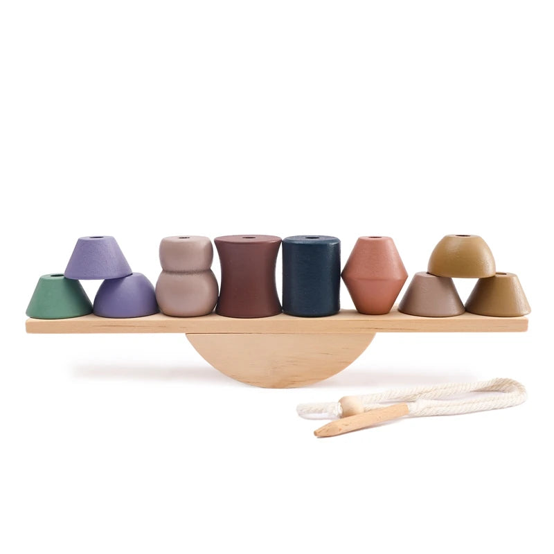 Montessori Tier-Fädenspielzeug – Holz Stapelspielzeug für Gleichgewicht und Kreativität