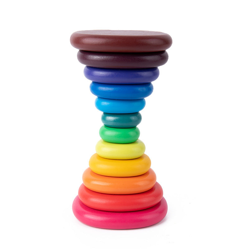Holz Balance und Stapelsteine Turm - in Regenbogen Farben für Kleinkinder ab 3 Jahre