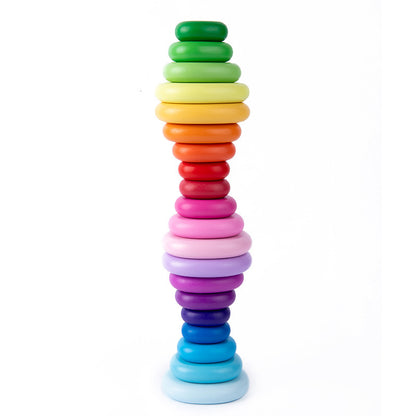Holz Balance und Stapelsteine Turm - in Regenbogen Farben für Kleinkinder ab 3 Jahre
