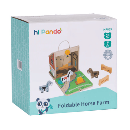 Pferdehof Spielset zum Aufklappen – Spielzeug Farm aus Holz für Kinder
