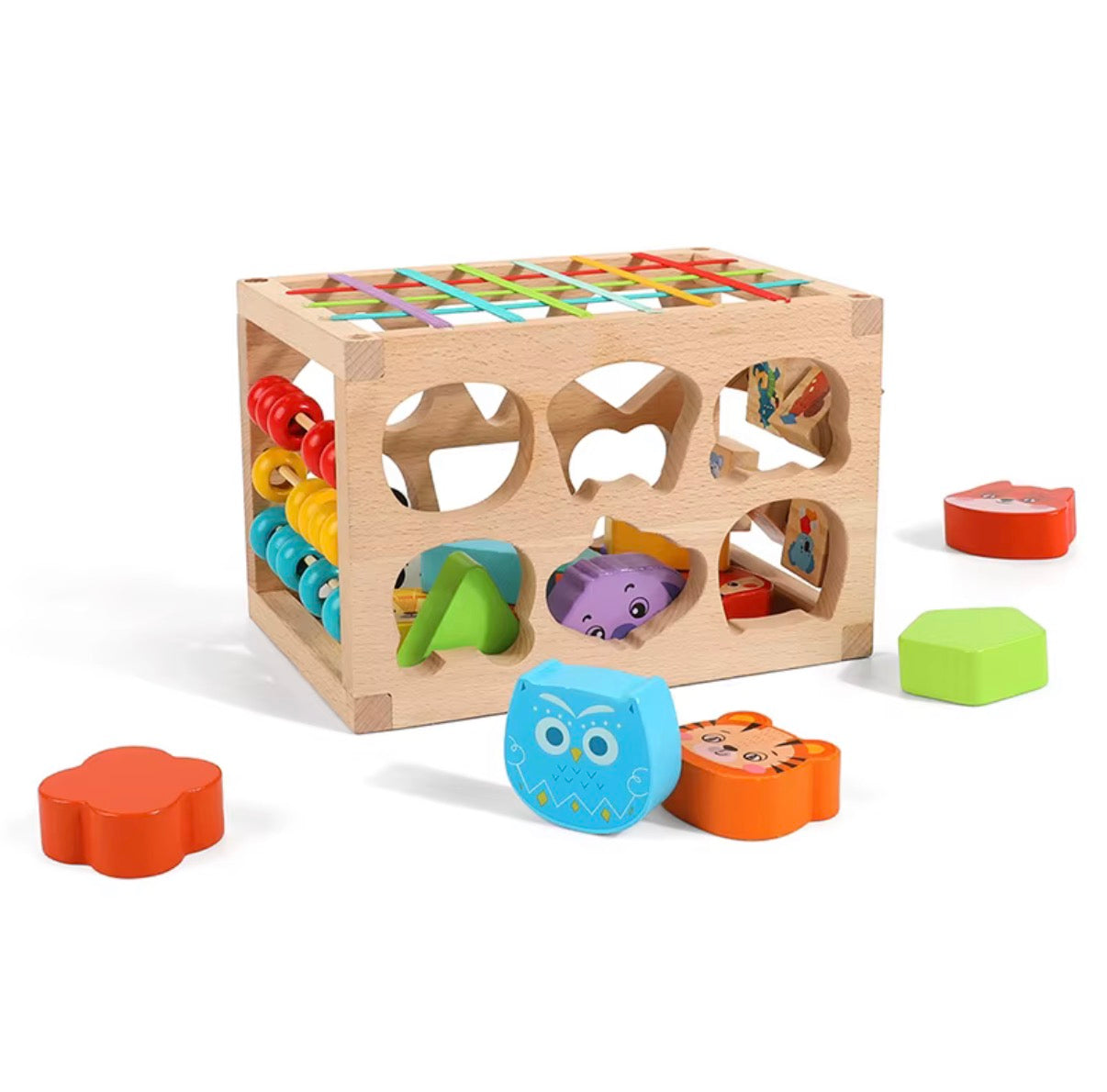 Montessori Multifunktionales Holzpuzzle-Spiel für Kinder ab 1 Jahr