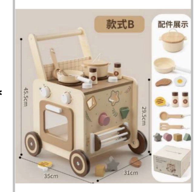 Kleiner Chefkoch Lauflernwagen – Kreativer Holz-Puppenwagen & Spielküche