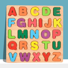 Lade das Bild in den Galerie-Viewer, Kids Alphabetic Arithmetic Number Geometric Shapes Wooden Puzzle Montessori Preschool Learning Educational Game Toy for Children
