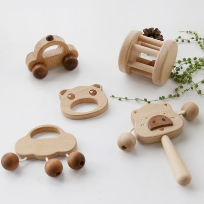 8-in-1 Holzspielzeug-Box – Rassel, Lern- & Greifspielzeug für Babys