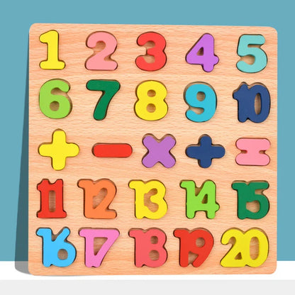 Kinder Puzzle Alphabet - Zahlen -Geometrische Formen aus Holz - Montessori Pädagogisches Spielzeug für Vorschulkinder