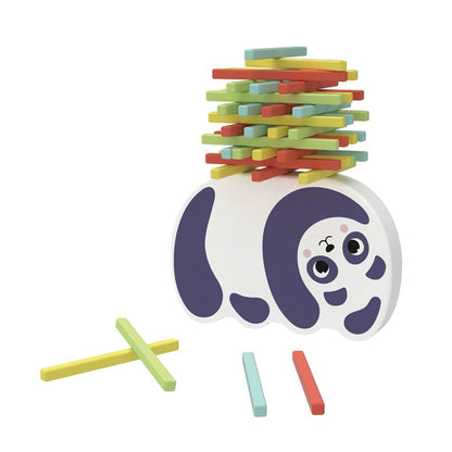 Montessori Balance Sticks – Holz Balance-Spiel mit Panda Wippe für Kinder