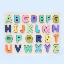 Lade das Bild in den Galerie-Viewer, Wooden Numbers Letters Alphabet Shape Enlightenment Education Cognitive 3D Grab Board Puzzle For Baby Preschool Toys
