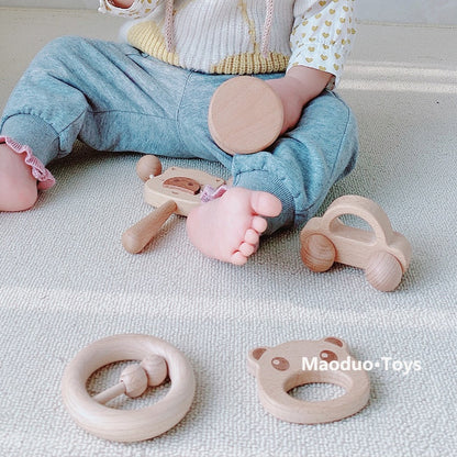 8-in-1 Holzspielzeug-Box – Rassel, Lern- & Greifspielzeug für Babys