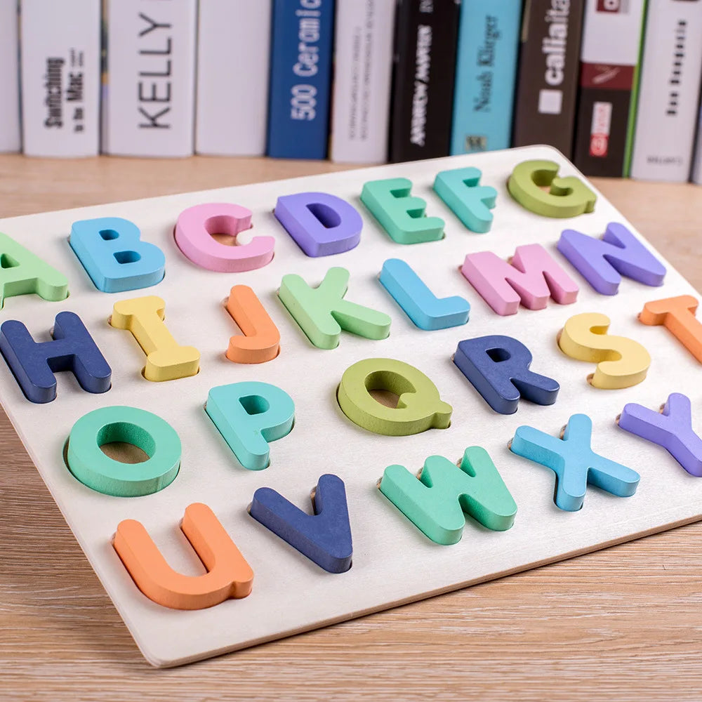 Wooden Numbers Letters Alphabet Shape Enlightenment Education Cognitiv ...