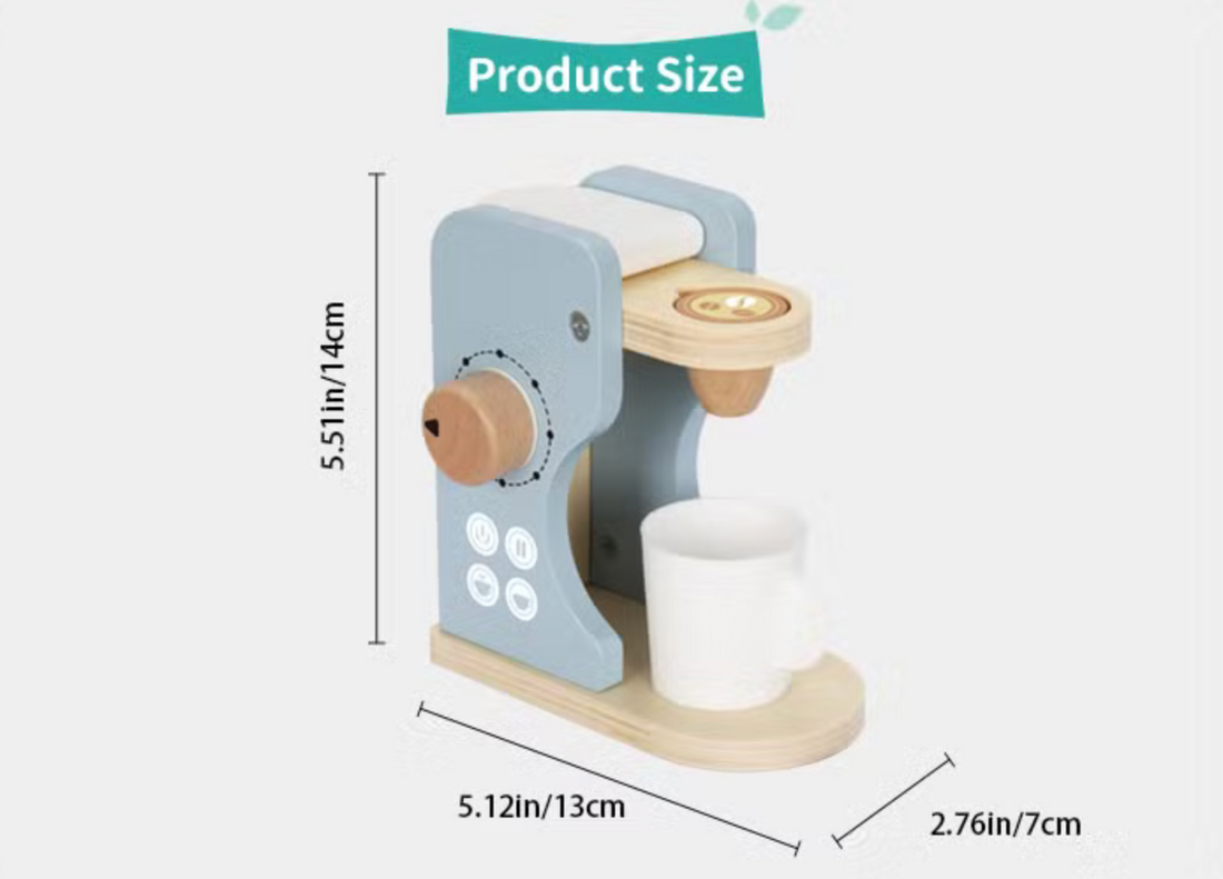 Mini Kaffeemaschine aus Holz für Kinder – Kaffee Set Spielzeug für die Spielküche