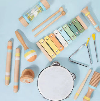 Musik entdecken – 8-teiliges Montessori-Holz-Instrumenten-Set für kleine Klangforscher