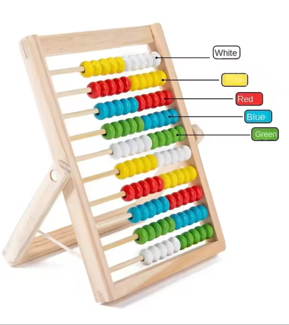 Abakus - Rechenspiel aus Holz (100 bunte Perlen) - Zählen lernen