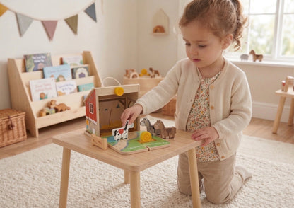 Pferdehof Spielset zum Aufklappen – Spielzeug Farm aus Holz für Kinder