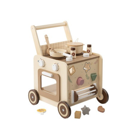 Kleiner Chefkoch Lauflernwagen – Kreativer Holz-Puppenwagen & Spielküche