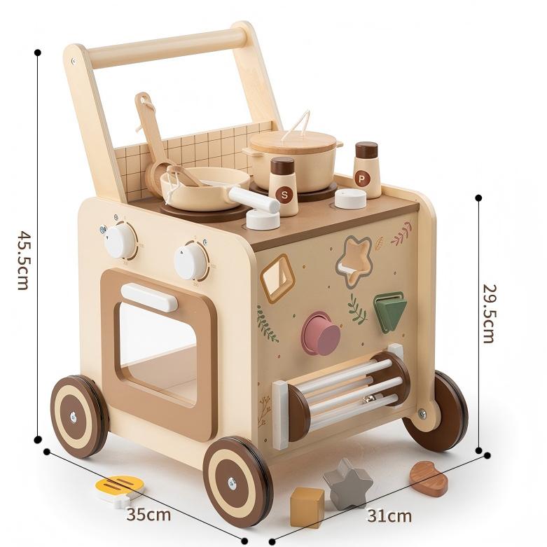 Kleiner Chefkoch Lauflernwagen – Kreativer Holz-Puppenwagen & Spielküche