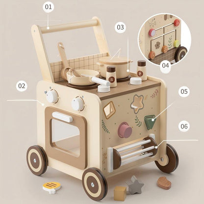 Kleiner Chefkoch Lauflernwagen – Kreativer Holz-Puppenwagen & Spielküche