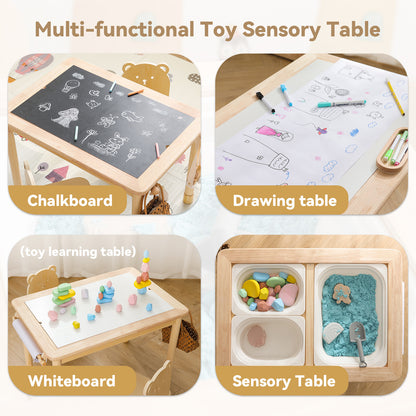 Montessori Matschtisch & Sensorik-Spieltisch aus Massivholz (inkl. Wannen)