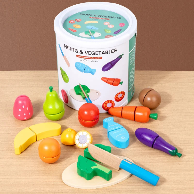 Holz Pretend Spielzeug Simulation Küche Klassisches Spiel Montessori Pädagogisches Spielzeug Für Kinder Kinder Geschenk Schneiden Obst Gemüse Set