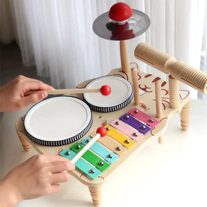 Holz Musik Spielzeug Für Babys kinder Multifunktionale Musik Klopfen Tisch Frühe Bildung Kinder Drum Set Musik Spielzeug Baby Geschenk
