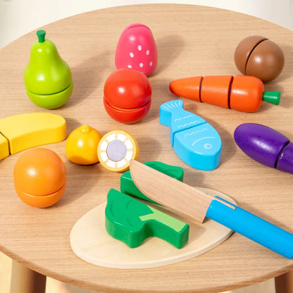 Holz Pretend Spielzeug Simulation Küche Klassisches Spiel Montessori Pädagogisches Spielzeug Für Kinder Kinder Geschenk Schneiden Obst Gemüse Set