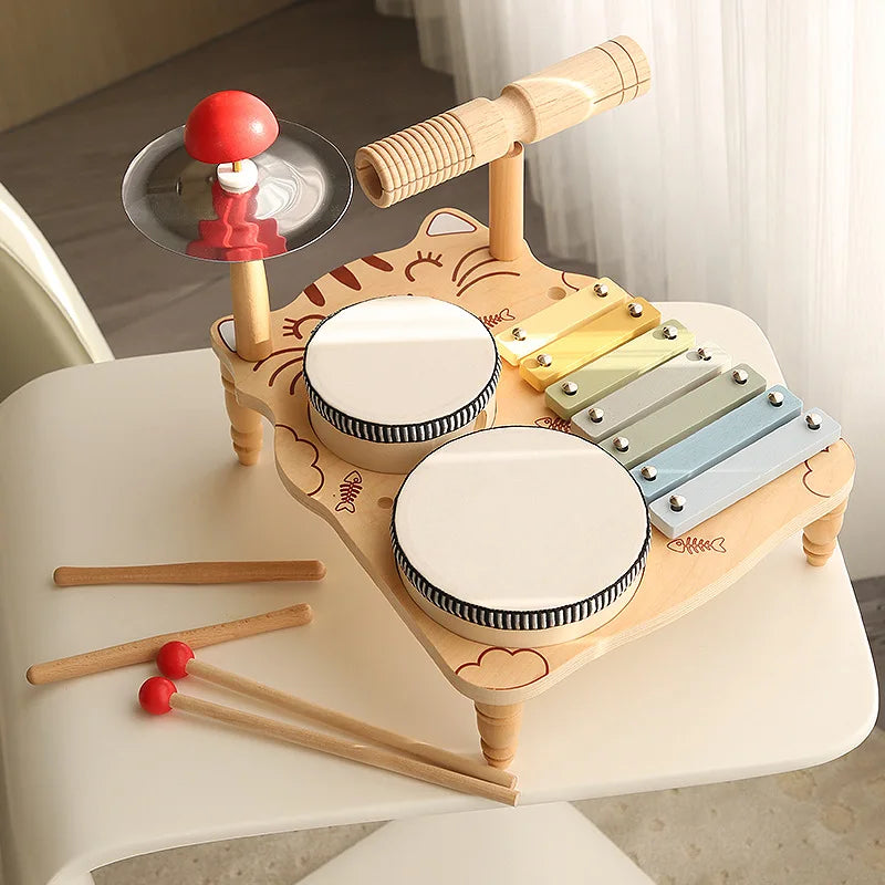 Holz Musik Spielzeug Für Babys kinder Multifunktionale Musik Klopfen Tisch Frühe Bildung Kinder Drum Set Musik Spielzeug Baby Geschenk