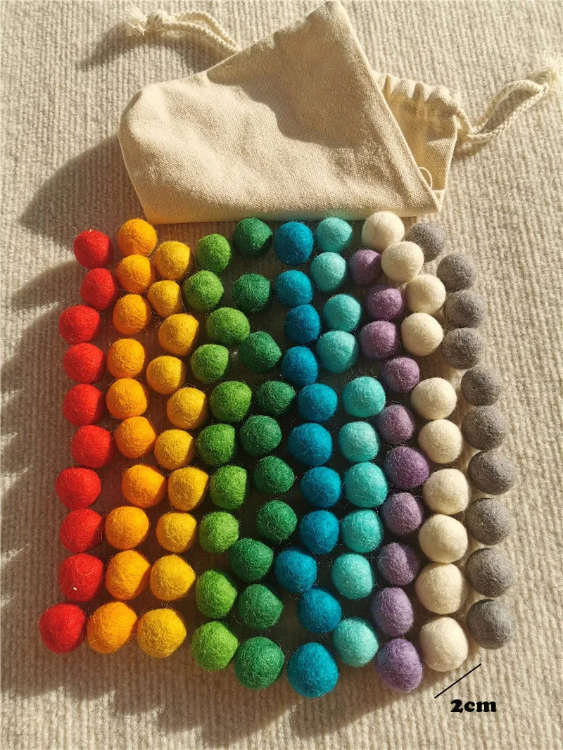 Montessori Sinnes Holzspielzeug Buche Caculate Halbtablett Hundert Brett mit Filzkugeln Alphabete Zahlen Kreatives Spielen