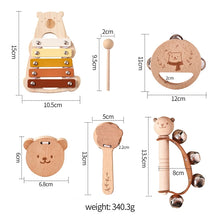 Lade das Bild in den Galerie-Viewer, Kinder Holz Montessori Musikinstrumente - Rassel Glocke Trommel Xylophon Percussion für Baby Frühe Pädagogische Entwicklung
