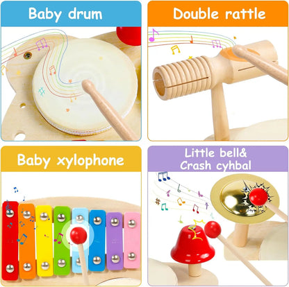 Holz Musik Spielzeug Für Babys kinder Multifunktionale Musik Klopfen Tisch Frühe Bildung Kinder Drum Set Musik Spielzeug Baby Geschenk