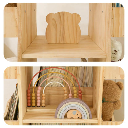 Modernes drehbares Bücherregal aus massivem Holz und Edelstahl, Wohnzimmermöbel für den Heimgebrauch, Kinder-Montessori-Bücherregal