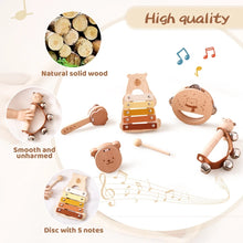 Lade das Bild in den Galerie-Viewer, Kinder Holz Montessori Musikinstrumente - Rassel Glocke Trommel Xylophon Percussion für Baby Frühe Pädagogische Entwicklung
